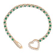 Vergulde schakelarmband Green Zirconia Heartlocker