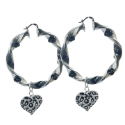 Silver Black Panther Hearts 6 cm.