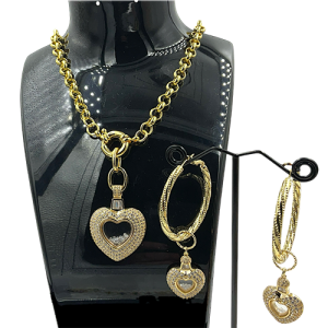 Sieradenset 'Golden Zirconia Hearts"